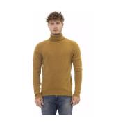 Brun Alpaka Læder Turtleneck Sweater