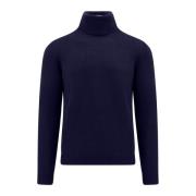 Blå Uld Turtleneck Sweater til Mænd
