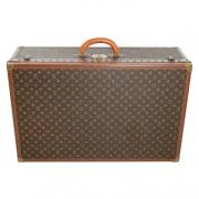 Vintage Brunt Stof Louis Vuitton Rejsetaske