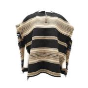 Stribet Frynset Uld Poncho