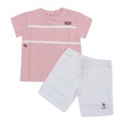 Hvid Kvarts Pink T-Shirt+Shorts Sæt