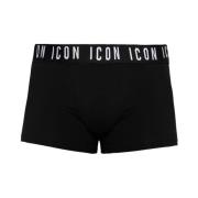 Logo Boxershorts, Sort Bomuld med Elastisk Talje