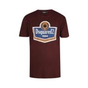 Bordeaux Logo T-Shirt med Rund Hals