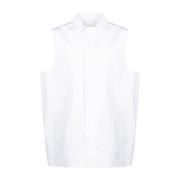 Hvid Bomuld Kortærmet Skjorte til Mænd