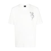 Hvid Kanin-Print Bomuld T-Shirt