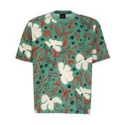 Emerald Green Sea Floral Print T-Shirt til Mænd