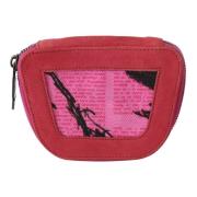 Pinko Pink Suede Printed Coin Holder Women Fabric lynlåset