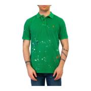 Klassisk Polo T-shirt med Unik Multifarvet Spray Effekt