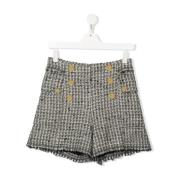 Stilfulde Frayed Shorts med Tweed-detaljer