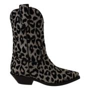 Grå Sort Leopard Cowboy Støvler