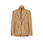 Kamelbrun Lagdelt Enkeltknap Blazer