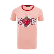 Pink Bomuld T-Shirt med Trykt Logo