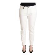 Hvid Bomuld Skinny Denim Kvinder Smukke Jeans