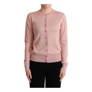 Pink Cashmere Silk Cardigan Sweater