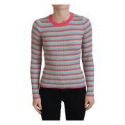 Multifarvet Stribet Silke Sweater