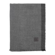 Grå Herringbone Cashmere Silketørklæde
