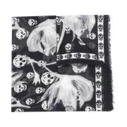 Sort Tørklæde med Skull Print