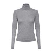 Grå Melange Uld Rollneck Sweater