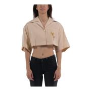 Cropped Bowling Skjorte - Høj Kvalitet Bomuld