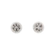 Crystal Logo Circle Stud Earrings