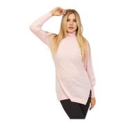 Klassisk Pink Uld Turtleneck Sweater