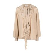 Silke Ruffle Sand Skjorte