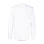 Hvid Bomuldsskjorte med Stroplægning