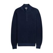 Blå Højhalset Sweater med Lynlås