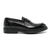 Sorte Læder Loafers, Slip-On Stil