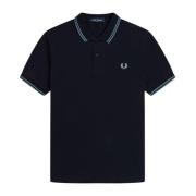 Slim Fit Twin Tipped Polo i Navy/Silver Blue