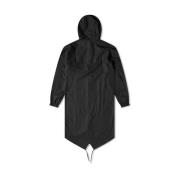 Sort Fishtail Parka med Asymmetrisk Kjole