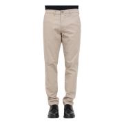 Beige Slim Fit Bukser med Lynlås og Knappelukning