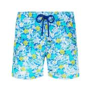 Vintage Blue Lazuli Badeshorts - Tropical Turtles