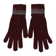 Maroon Wool Blend Logo Handsker