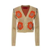 Skinnende Guld V-Hals Cardigan