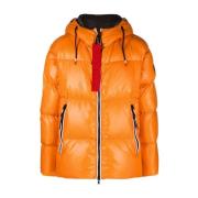 Gulerod Orange Polstret Frakke med Højglans Finish