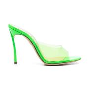Neon Grøn Transparent Peep-Toe Sandaler