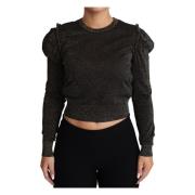Sort Guld Cropped Pullover Sweater