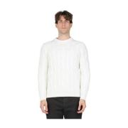 Flettede uld- og kasjmirrundhals sweater