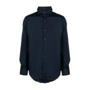 Navy Blue Stretch Bomuld Skjorte