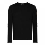 Sort Logo Broderet Sweater