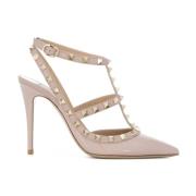 Powder Pink Rockstud Ankelrem Pumps