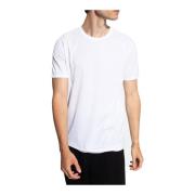 Hvid T-shirt - Normal pasform, Rund hals, Korte ærmer