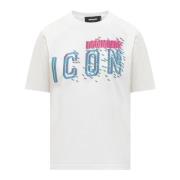 Kortærmet Crewneck T-shirt med Icon Pixeled Print