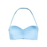 Blå Rynket Bandeau Bikini Top