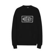 Oversized Sort Sweatshirt med Broderet Logo