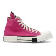 Hot Pink Laceless High-Top Sneakers