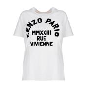 Hvid Loose Tshirt med Kenzo Paris Logo