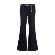 Indigo Rinse Flare Chain Belt Jeans