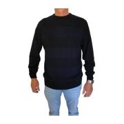 Stribet Crewneck Sweaters med Logo Skulder